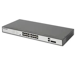 Digitus 16- Port PoE czarny / Switch / Niezarządzany / 10/100 / PoE 250W / 2x SFP combo