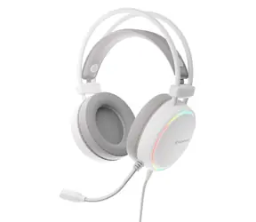 Genesis Neon 613 G2 białe / Słuchawki z mikrofonem / Gamingowe / Jack 3,5 mm + USB / Podświetlenie RGB / Podstawka