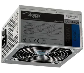 Akyga AK-B1-600 szary / Zasilacz / ATX / 600W / pasywny PFC / 120 mm