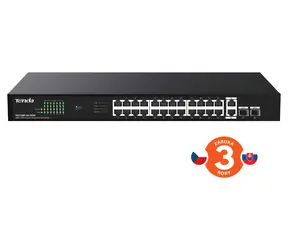 Tenda TEG1128P-24-250W / Przełącznik / 24x Gigabit PoE+ / 2x SFP / Rack / 230W PoE