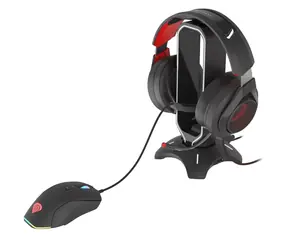 Genesis Vanad 500 czarny / Myszka bungee / Hub USB 2x USB-A / Podświetlenie LED / Stojak na słuchawki