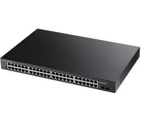 ZyXEL GS1900-48HP v2 / Przełącznik / SMART zarządzanie PoE / 48 gigabitowych portów RJ45 / 2 gigabitowe porty SFP / Budżet PoE 170 W