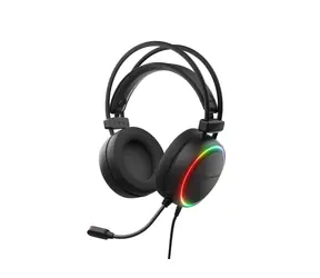 Genesis Neon 613 G2 czarne / Słuchawki z mikrofonem / Gamingowe / Jack 3,5 mm + USB / Podświetlenie RGB / Podstawka