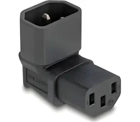 Adapter DeLock IEC 60320 C14-C13 czarny / Zasilacz / Kątowy / Wtyk C14 - gniazdo C13