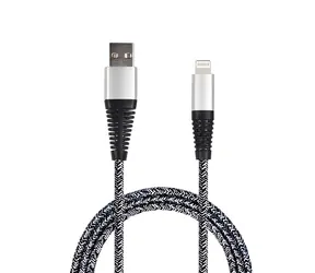 2GO srebrny / Kabel do ładowania i transmisji danych / USB-A do Lightning / 1 m / nylonowy