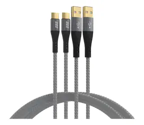 EFB szary / Kabel do ładowania i transmisji danych USB-A - USB-C / zestaw 2 x 3 m / 60 W QC/PD / 3 A