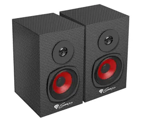 Genesis Helium 200 czarno-czerwony / Głośniki / 20W RMS / 2.0 stereo / drewno / Jack 3,5 mm