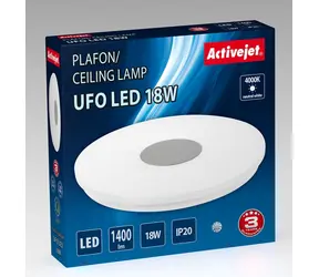 Activejet UFO LED srebrno-biały / Lampa sufitowa / 18W / 4000K / 1400lm / IP20 / ?32,5 cm