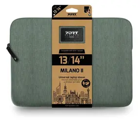 PORT DESIGNS Milano II Eco Sleeve szałwiowo-zielony / Etui na laptopa / 13/14" / Sztruks / Eko