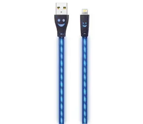 2GO niebieski / Kabel do ładowania i transmisji danych / USB - Lightning / Podświetlenie LED / 1 m