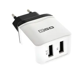 2GO biały / Ładowarka sieciowa / 2x USB-A / 10,5 W / 2,1 A
