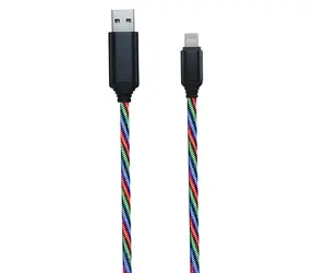 2GO Tricolor / Kabel do ładowania i transmisji danych / USB - Lightning / Podświetlenie LED / 1 m