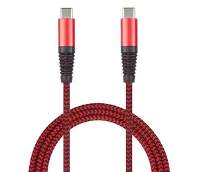 2GO USB-C - USB-C 1 m czerwony / Kabel do transmisji danych i ładowania / USB 3.2 Gen 1 / Nylon