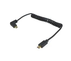 Kabel Equip czarny / USB-C do USB-C / USB 2.0 / spiralny 90° / 1 m