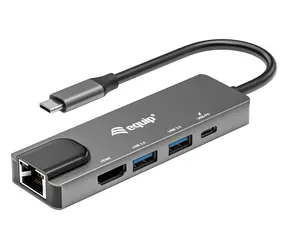 Equip 133489 szary / Stacja dokująca / USB-C / HDMI 4K / GbE LAN / PD 100W / 2x USB-A