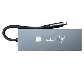 Techly IUSB32C-HUB4HPD szary / hub USB-C / USB 3.2 Gen 2 / HDMI / 2x USB-A / obudowa metalowa