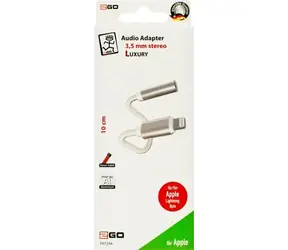2GO Luxury biały / Adapter audio / Lightning do gniazda 3,5 mm / kabel nylonowy 10 cm