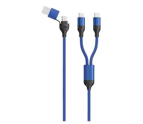 2GO DUO niebieski / Kabel ładujący / USB-A i USB-C do 2x USB-C / 1,2 m
