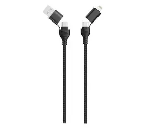 2GO czarny / kabel ładujący 4 w 1 / USB-A, USB-C - USB-C, Lightning / 1,2 m
