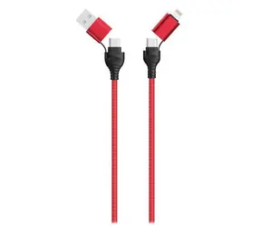 2GO czarny, czerwony / kabel ładujący 4w1 / USB-A, USB-C - USB-C, Lightning / 1,2 m
