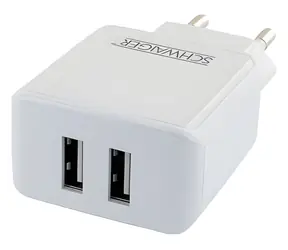 Schwaiger biały / Ładowarka sieciowa / 2x USB / 2,4 A / 12 W