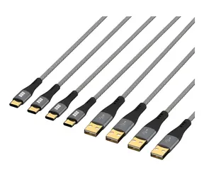 EFB USB-A - USB-C 60W szary / Zestaw kabli ładujących / 4X 0,5+1+2+3 m / Szybkie ładowanie 3.0 / osłona tekstylna