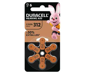 Duracell EasyTab 312 (PR41) / Baterie do aparatów słuchowych / 6 szt.