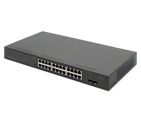 Digitus DN-95348-2 / Przełącznik / 24x Gigabit RJ-45 / 2x SFP uplink / PoE 370 W / Niezarządzany