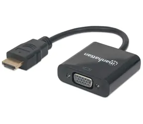 Manhattan HDMI - VGA czarny / Redukcja / 0,3 m / Złącza pozłacane / Full HD 1080p