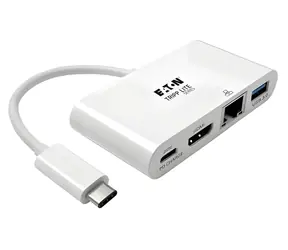 EATON Tripp Lite U444-06N-HGU-C biały / Adapter wieloportowy / USB-C / HDMI / USB 3.0 / RJ45 / PD 60W