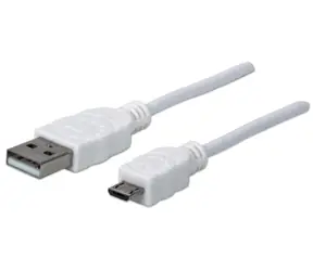 Manhattan USB 2.0 A-Micro B biały / Kabel / 1,8 m / 480 Mbit/s / PVC