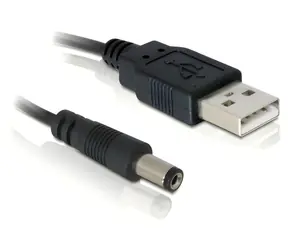 DeLock USB > DC 5,5 x 2,1 mm czarny / Kabel zasilający / 1 m / USB-A męski / DC męski