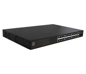 LevelOne GEP-2821 / Przełącznik / 24x GE PoE+ / 2x GE / 2x SFP / 390 W PoE / Niezarządzany / 19"