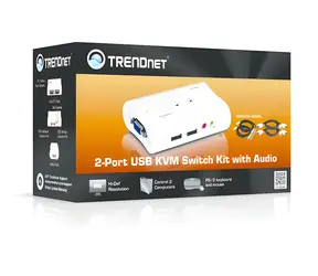 Trendnet TK-208K / przełącznik KVM / 2× PC / USB / VGA / audio / 2048×1536