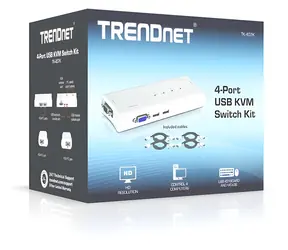 Kit przełącznika KVM Trendnet niebieski / przełącznik KVM / 4 Port / USB / VGA / maks. 2048x1536
