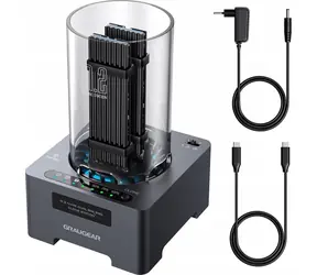 GrauGear G-M2DK-CL-20G czarny / Stacja dokująca do klonowania / 2x M.2 NVMe / USB-C / 20 Gbit/s