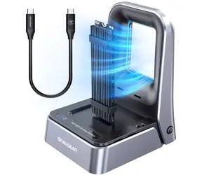 GrauGear G-M2DK2-20G / Stacja dokująca do dysków SSD M.2 / NVMe + SATA / USB-C 20 Gbps / Chłodzenie aktywne