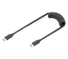 Digitus USB-C - USB-C czarny / Kabel spiralny do ładowania / USB PD 60 W / 480 Mbit/s / 1 m