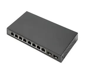 Digitus czarny / Przełącznik / 8x Gigabit RJ45 / 2x SFP / Niezarządzany / Bez wentylatora