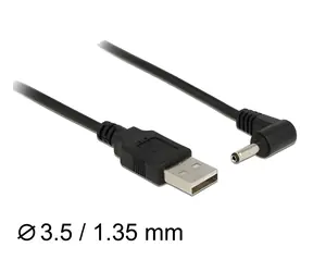DeLock / Kabel zasilający / USB-A - DC 3,5 x 1,35 mm / Męski, kąt 90° / 1,5 m