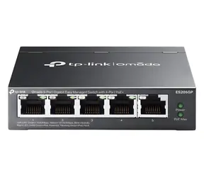 TP-LINK ES205GP / Przełącznik / 5x RJ45 1Gbps / 4X PoE+ / 65W / Omada