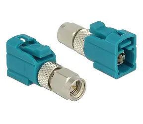 DeLock FAKRA Z - SMA niebieski / Adapter / FAKRA Z żeński > SMA męski / płaska konstrukcja / niklowane, pozłacane styki