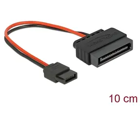 Kabel DeLock SATA Slim 6pin - SATA 15pin czarny, czerwony / Kabel zasilający / 0,1 m