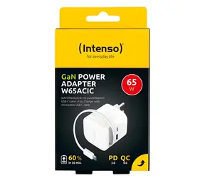 INTENSO W65ACIC biały / Ładowarka / 65W GaN / USB-C + USB-A / PD 3.0