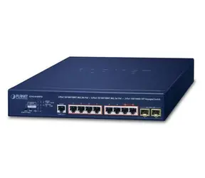 Przełącznik PoE Planet 2x GE 802.3bt + 6x GE 802.3at + 2x SFP / Przełącznik / Zarządzany L2/L4 / PoE 280 W / 20 Gbit/s / 1U