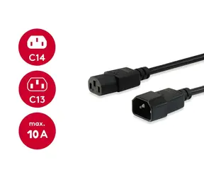 Przewód przedłużający Equip C14-C13 czarny / 3 m / 250 V / 10 A