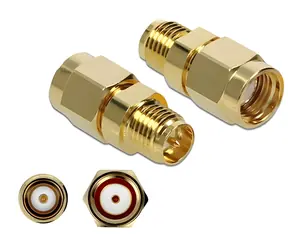 Adapter DeLock RP-SMA (M) - RP-SMA (F) 10 GHz złoty / Adapter / mosiądz
