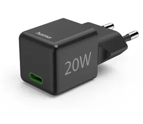HAMA Supermini czarna / Ładowarka / 20 W / USB-C / QC / PD