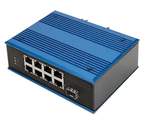 Digitus DN-651133 niebieski / Przełącznik / Przemysłowy / 8x 10/100 PoE / 1x SFP / Szyna DIN