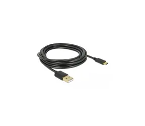 Kabel DeLock USB-A (M) - USB-C (M) 3M czarny / Kabel / USB 2.0 / 480 Mbit/s / maks. 3 A